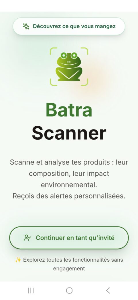 Écran d’accueil de BATRA